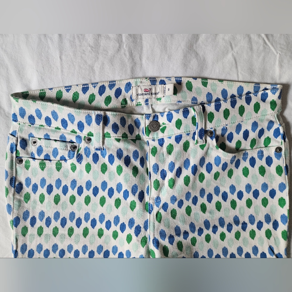 VINEYARD VINES Ikat Dot Print Denim Jeans | SZ 8 - Picture 5 of 11
